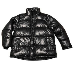 Bagatelle Sport high collar and shine full zip and button puffer coat size Large